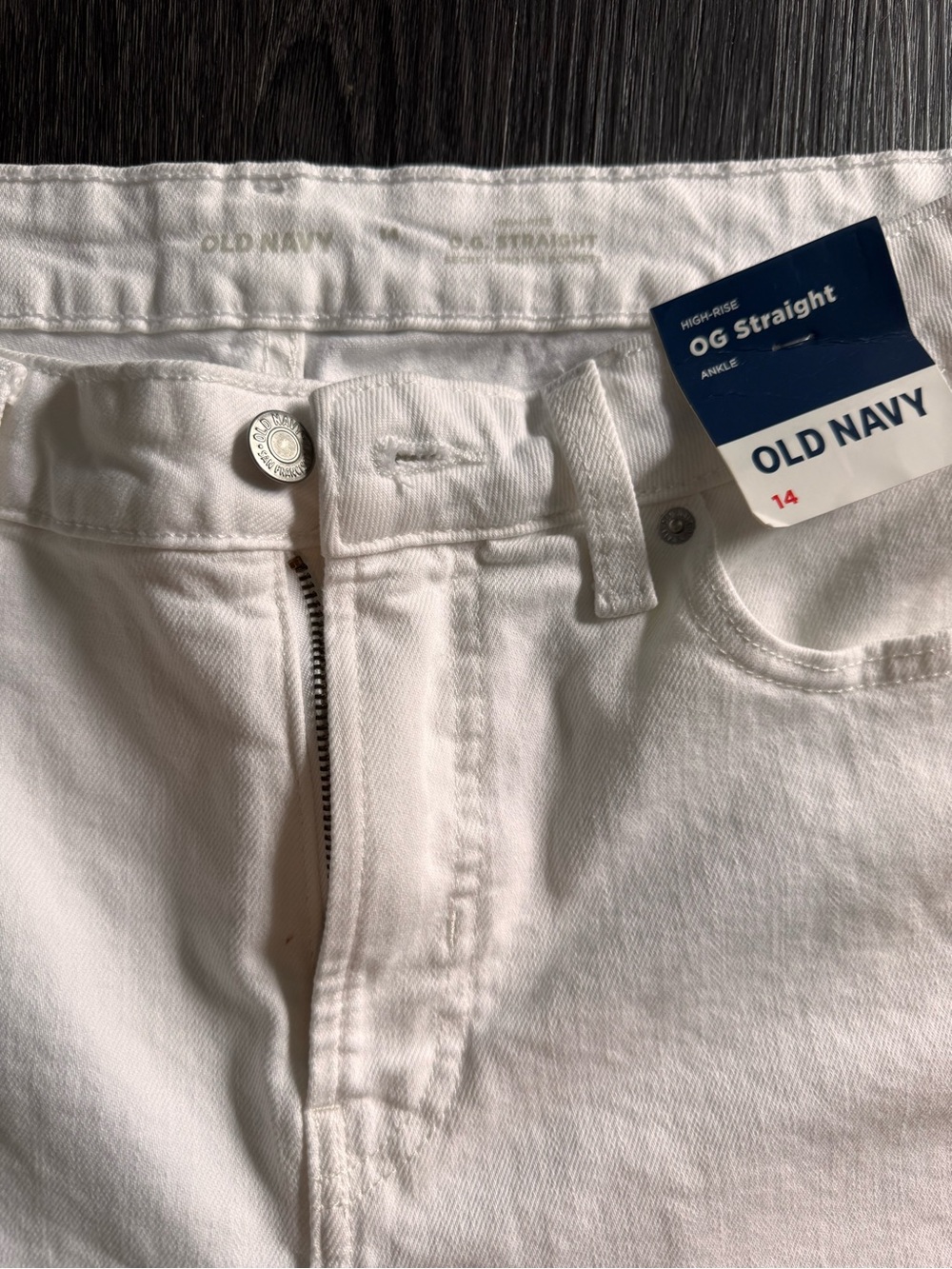 NWT Old Navy High-Waisted OG Straight Jeans White Size 14 Mom Jeans 90s - Picture 2 of 5